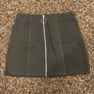 Green Zip-Up Mini Skirt